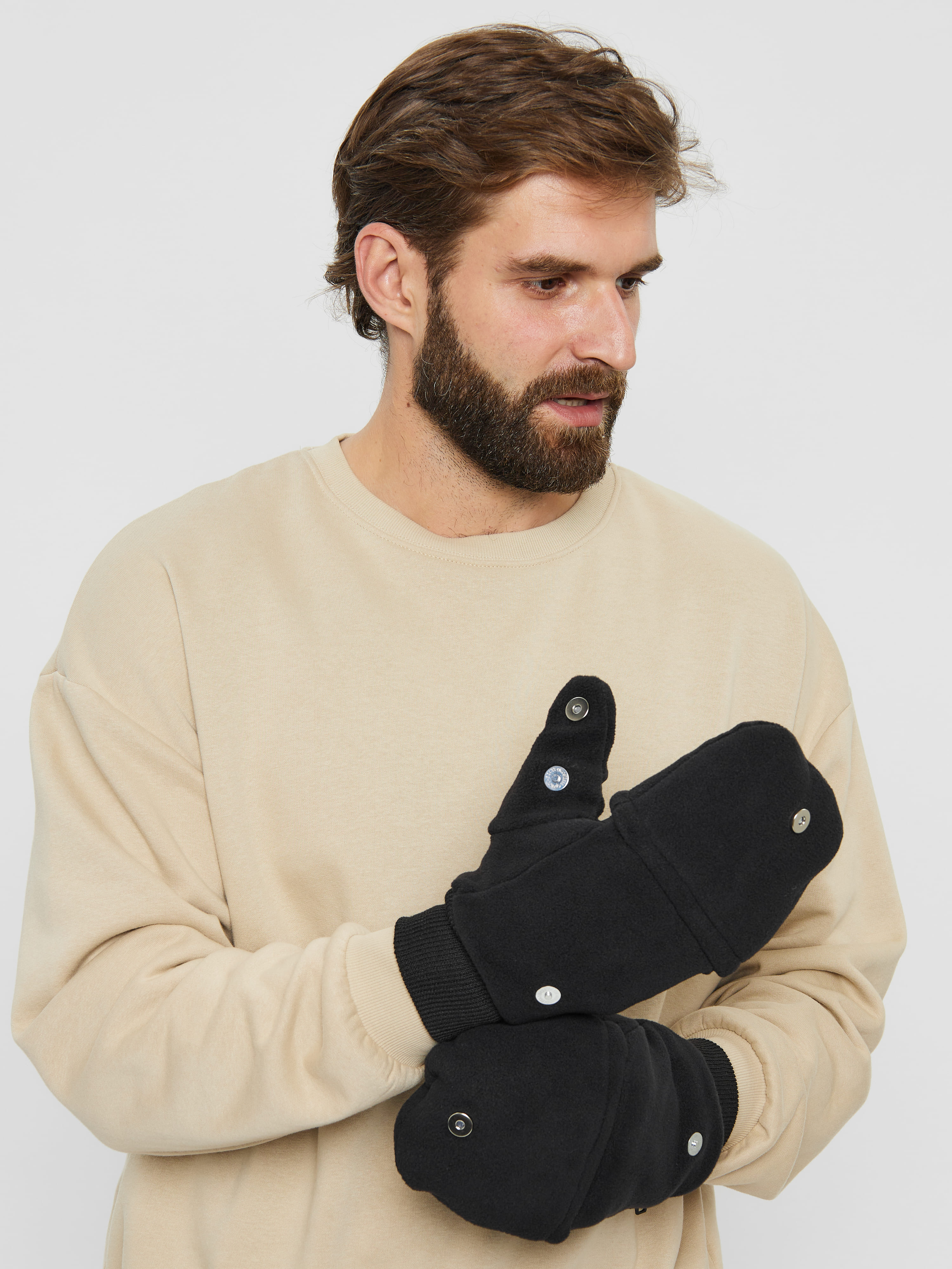 Варежки-перчатки (чёрные) из флиса оптом и в розницу
